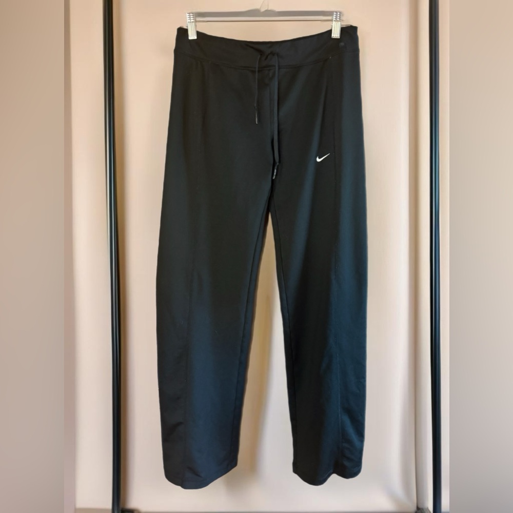 Women’s Nike Fit Dry Athletic Pants, Black with White Stripe, Small